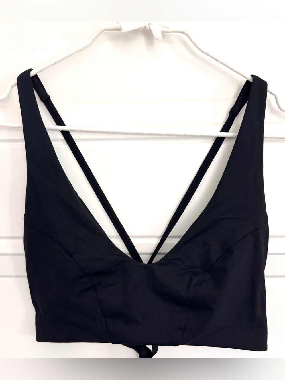 Athleta Black Strappy Cross Plunge Swim Top, S